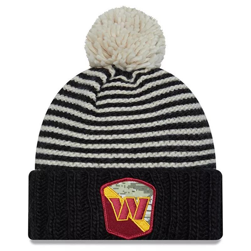 Womens New Era Black Washington Commanders 2023 Salute To Service Cuffed Pom Knit Hat Product Image