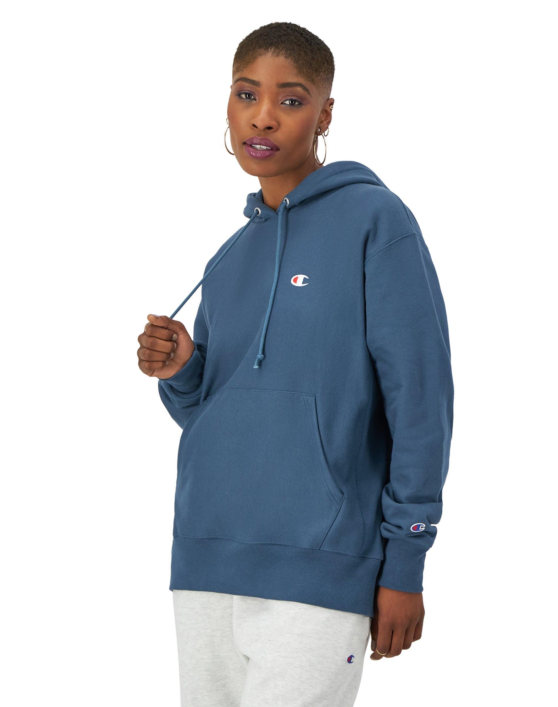 Womens Champion Reverse Weave Oversized Hoodie, C logo Black XS Product Image