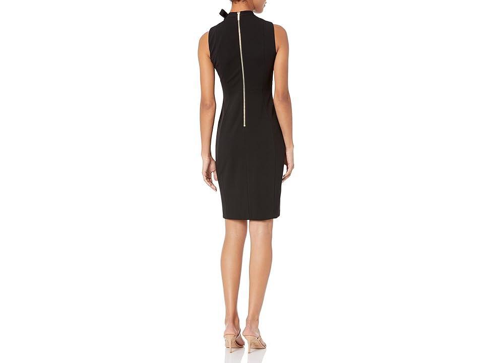 Calvin Klein Sleeveless Bow Mock Neck Crepe Sheath Dress Product Image