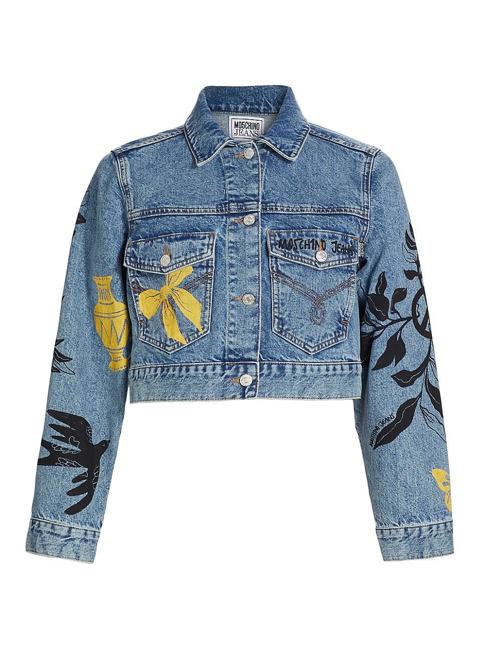 Womens Printed Denim Jacket Product Image