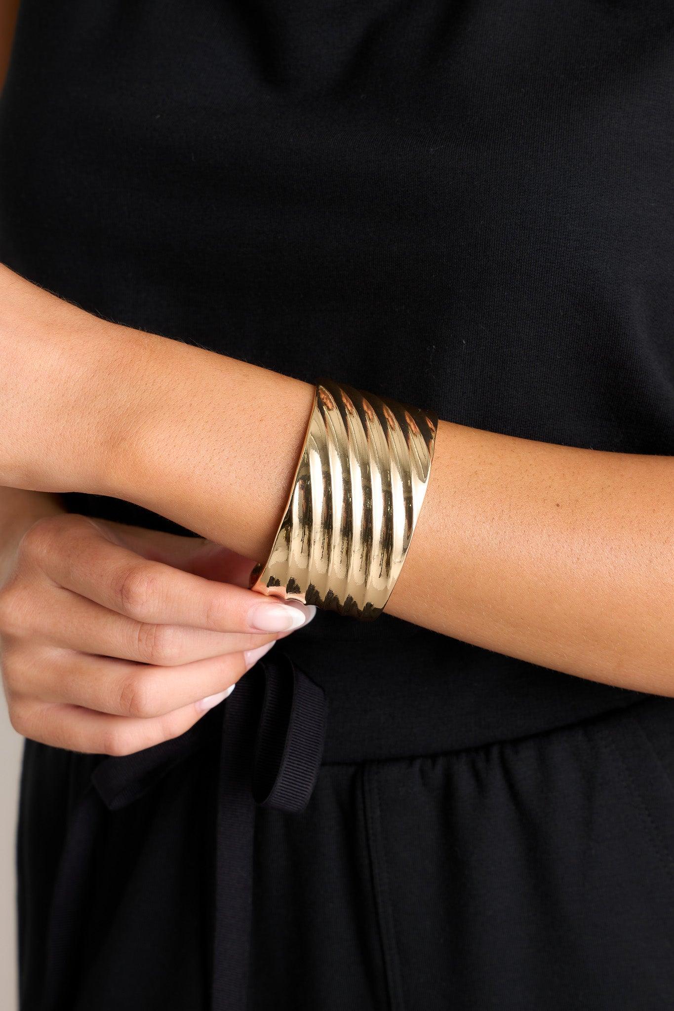 Sunlit Gleam Gold Cuff Bracelet Product Image