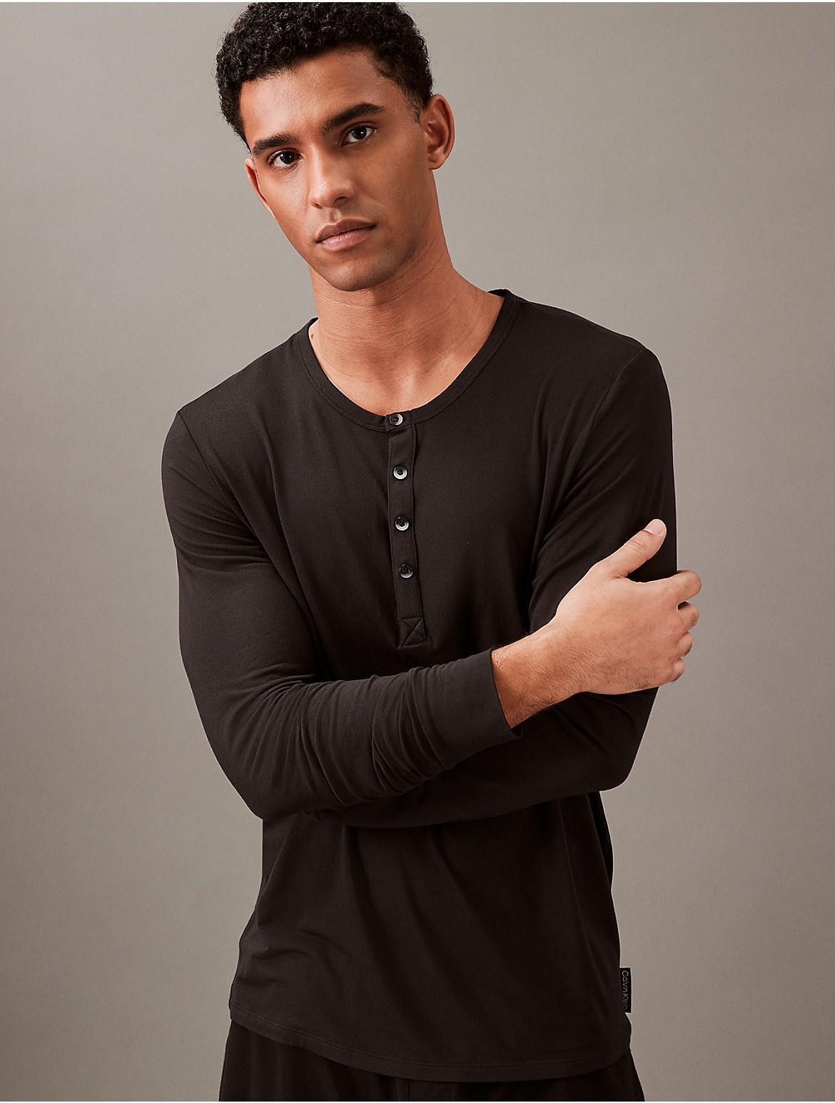 Calvin Klein Mens Ultra Soft Modern Lounge Henley T-Shirt - Grey - S Product Image