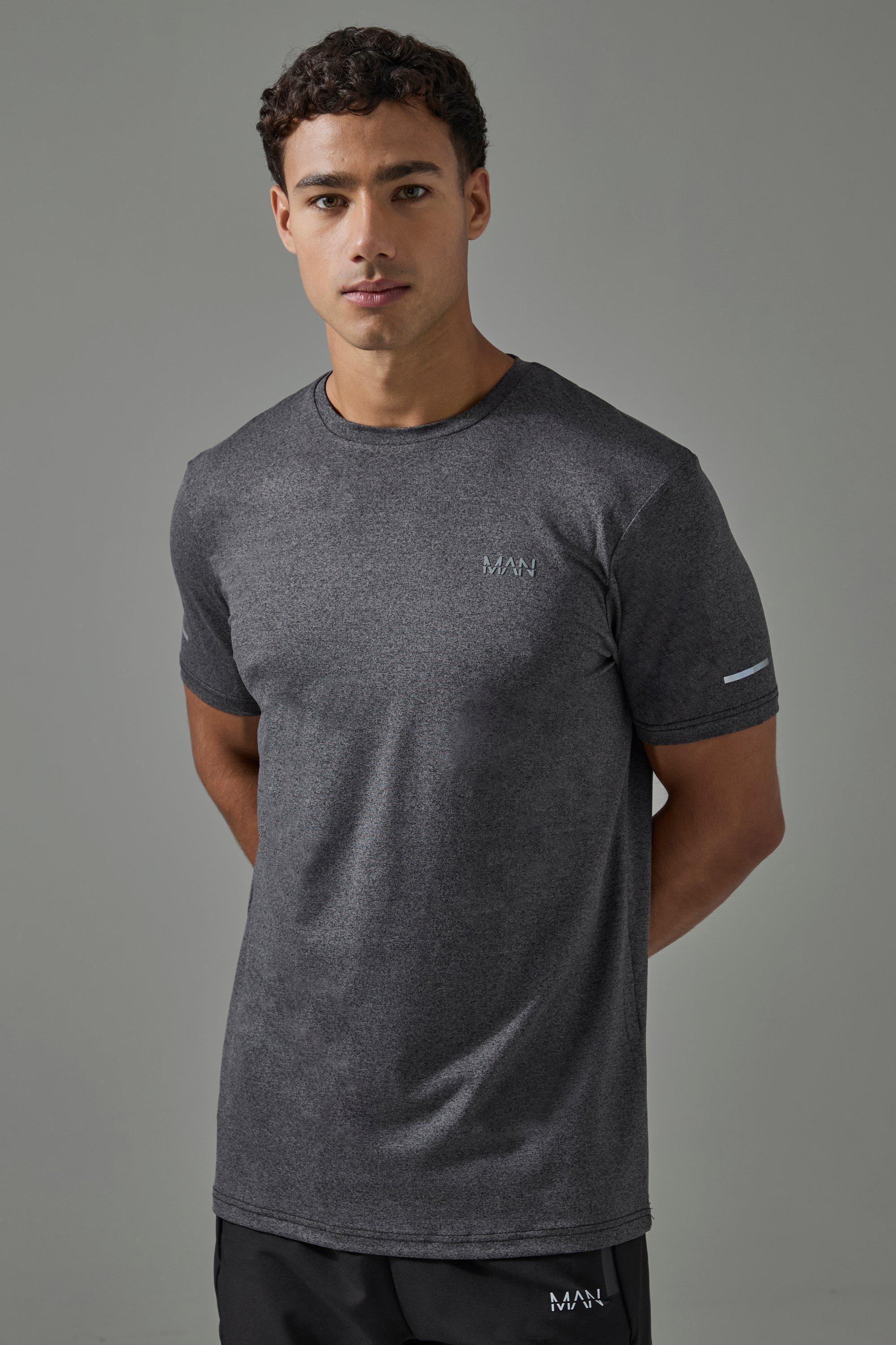 Man Active Regular Fit Performance Marl T-shirt | boohooMAN USA Product Image