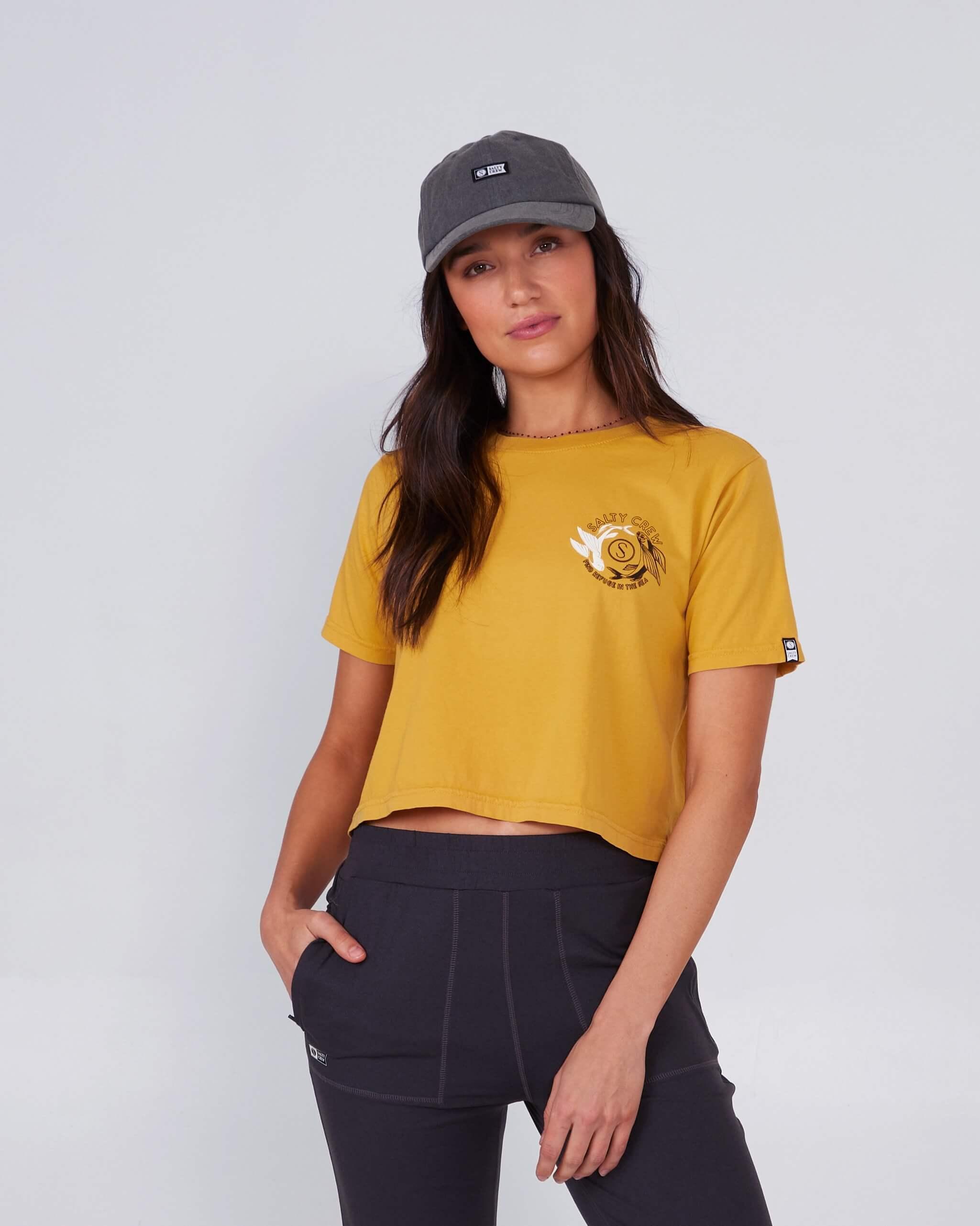 Fin And Yang Crop S/S Tee - Baked Yellow Product Image