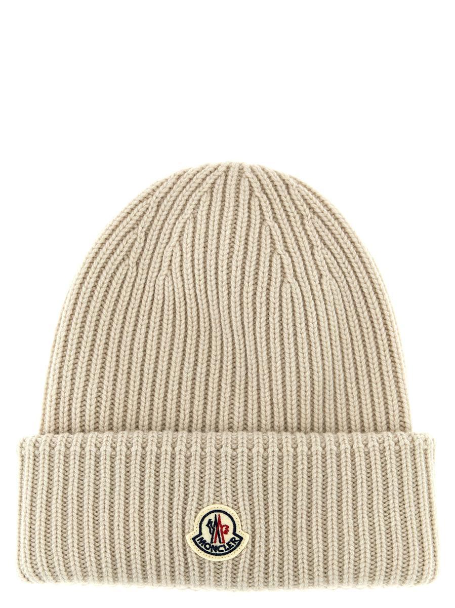 Logo Patch Beanie In Beige Product Image