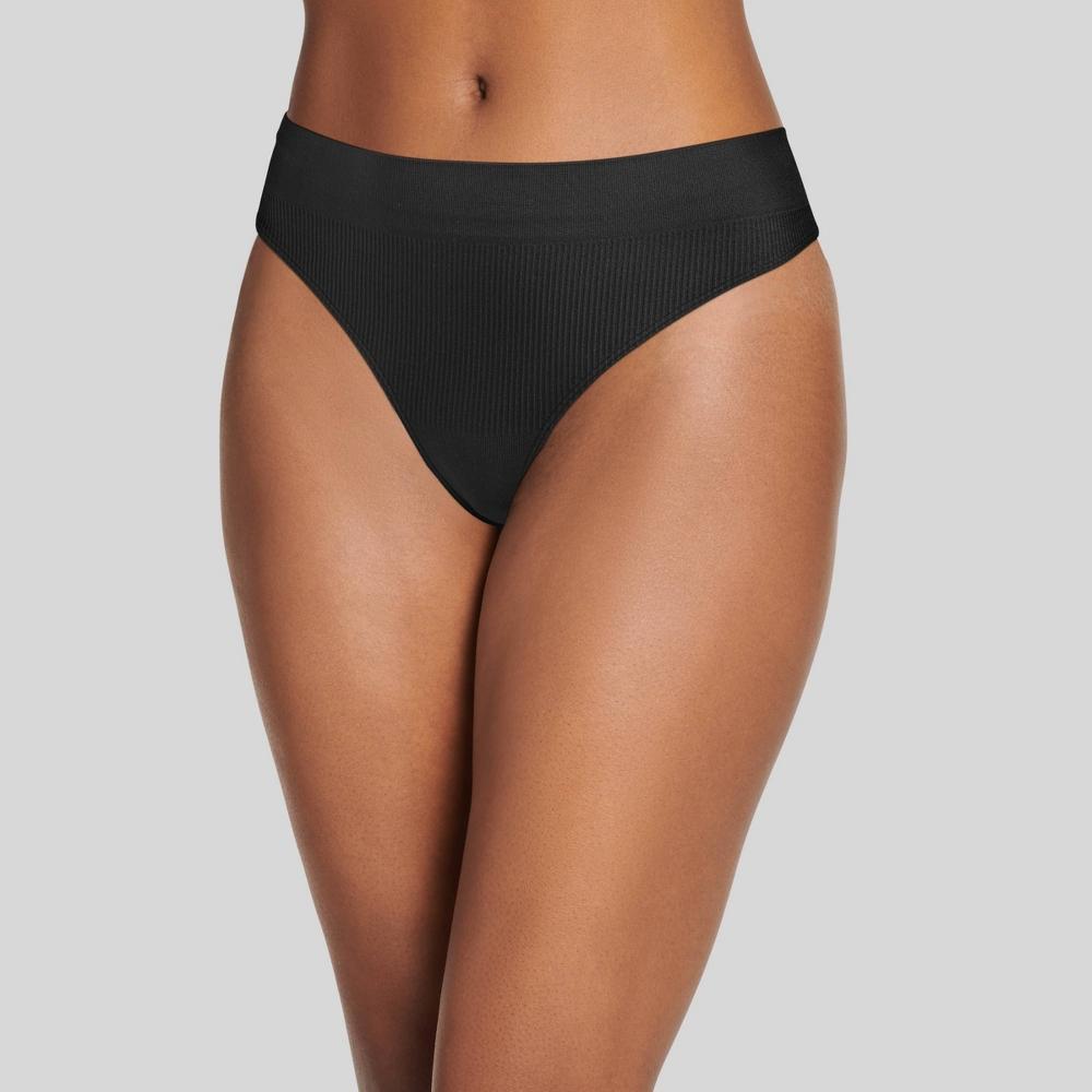 Jockey Generation Womens Recycled Seamfree Ribbed Thong - Black L: Eco-Friendly, High-Waisted, Comfort Fit Product Image