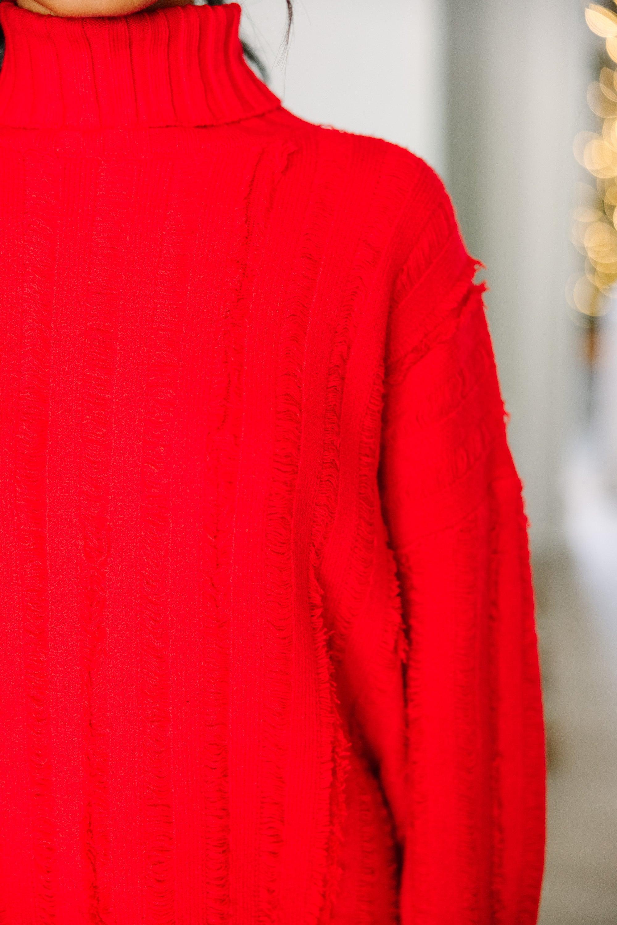 Start The Conversation Red Fringe Sweater Female Product Image