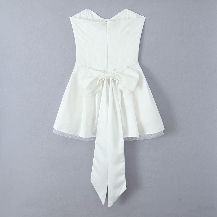 Plain Bow Back Mini A-Line Tube Dress Product Image