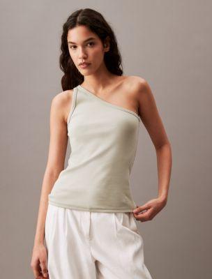 Cotton Contour Rib One Shoulder Top Product Image