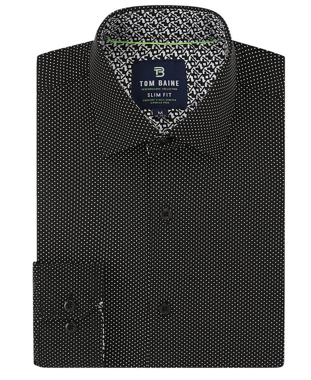 Tom Baine Mens Performance Slim Fit Polka Dot Shirt - Black Product Image