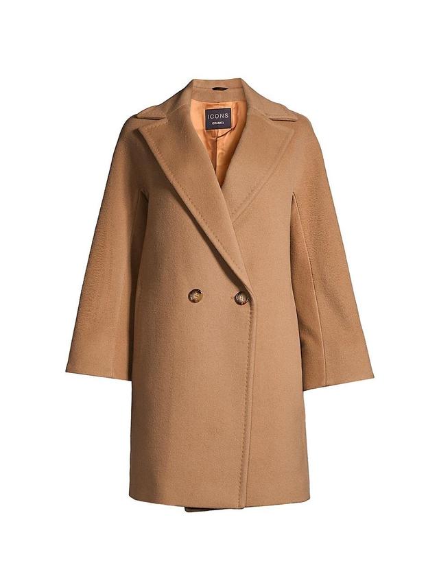 Womens Short Double-Breasted Wool Coat Product Image