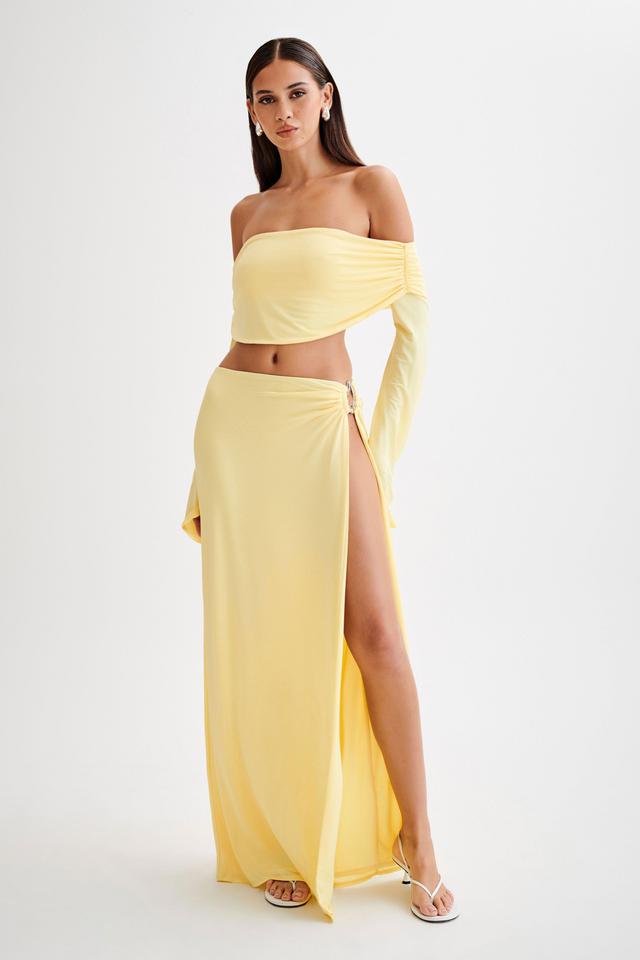 Suri Slinky Maxi Skirt With Silver Hardware - Yellow Product Image