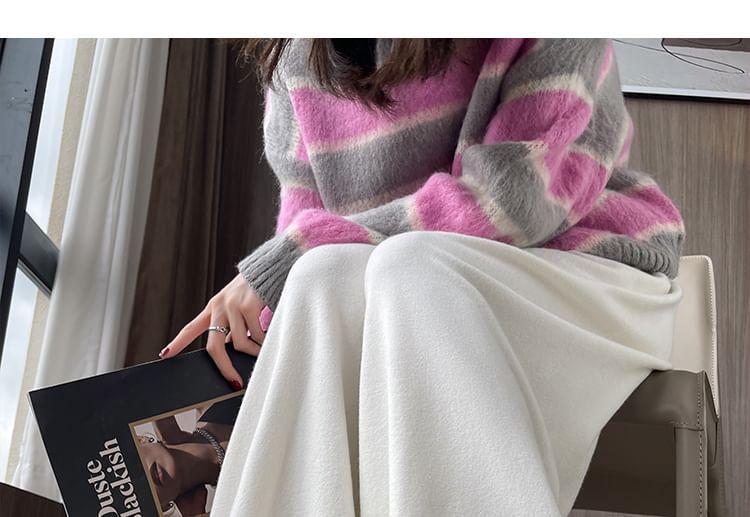 High Rise Plain Ruffle Hem Harem Knit Pants Product Image