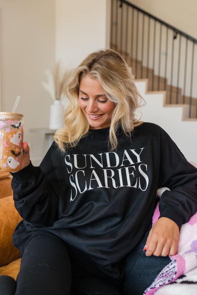 Sunday Scaries Black Oversized Graphic Sweatshirt Product Image