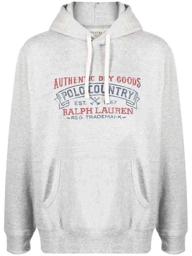 Logo-print Drawstring Hoodie In Grau Product Image