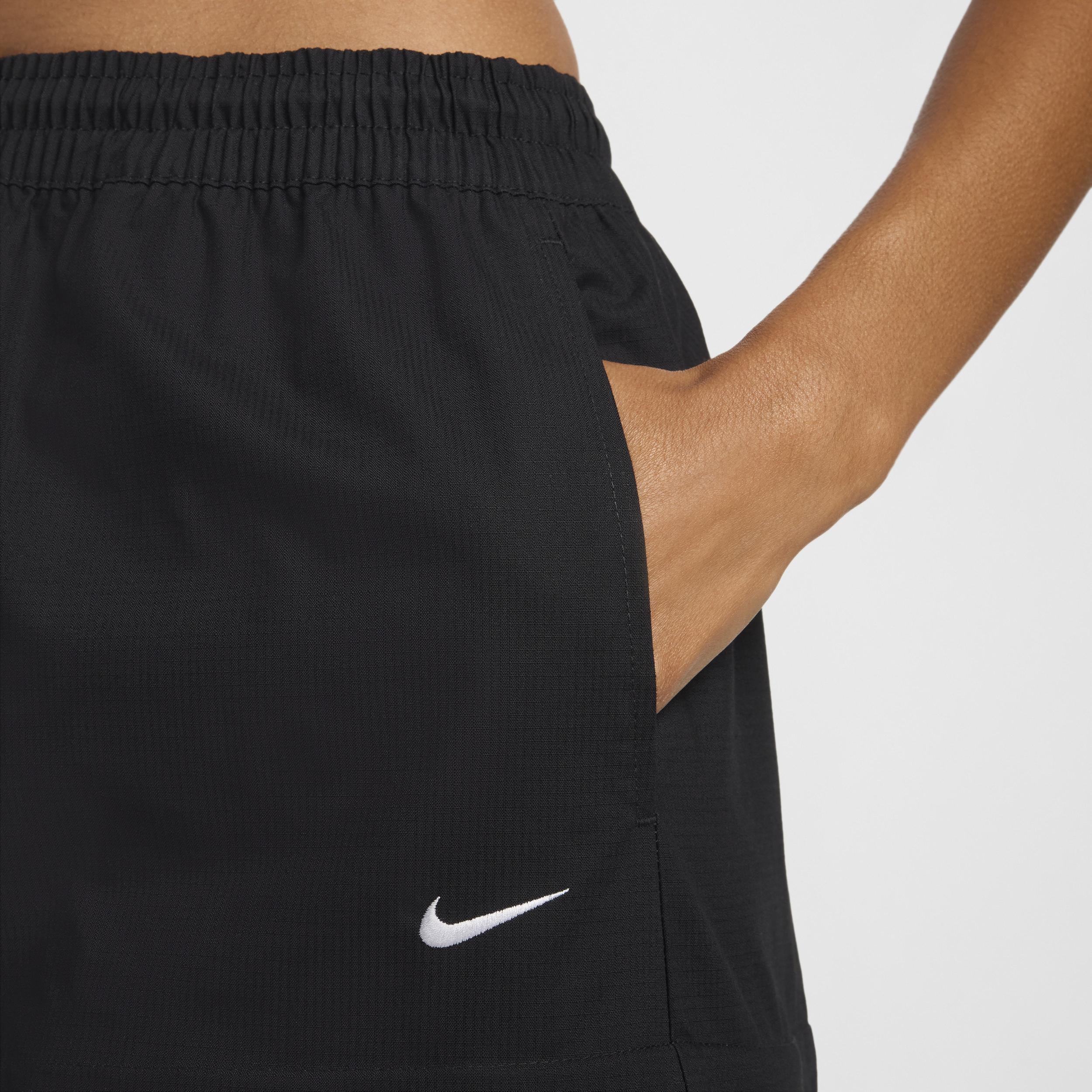 Nike Womens Nike NSW Essentials Woven MR Cargo MDI Skirt - Womens Black/White Product Image