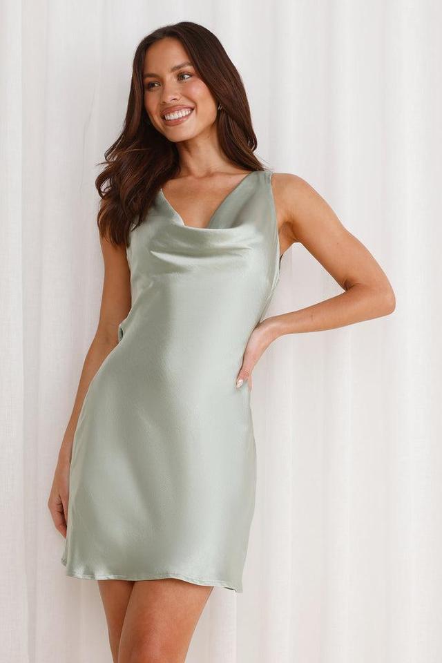 Know Best Satin Mini Dress Sage Product Image