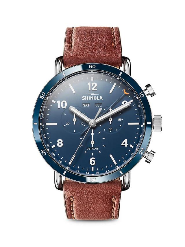 Mens The Canfield Sport Leather Strap Watch Product Image