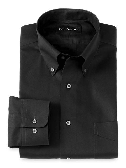 Non-Iron Cotton Pinpoint Solid Button Down Collar Dress Shirt - Black product image