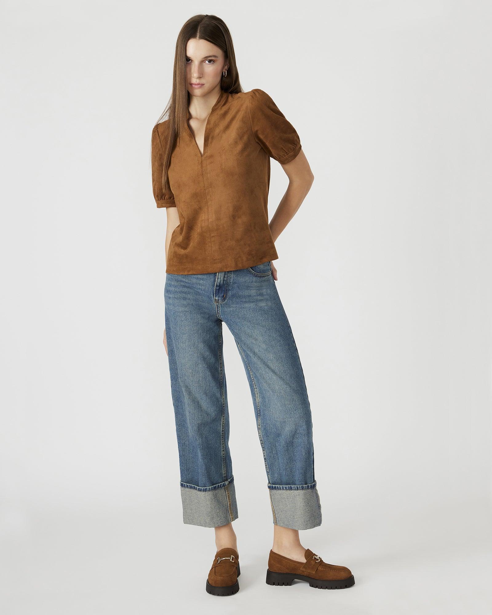 JANE SUEDE TOP COGNAC Female Product Image