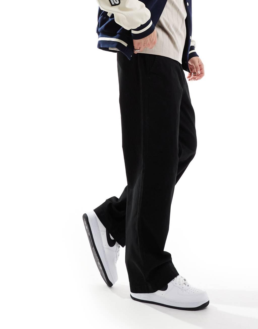 ADPT wide fit drawstring chino in black  Product Image