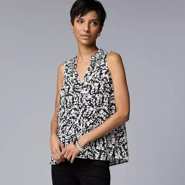 Womens Simply Vera Vera Wang Ruffled V-Neck Shell Shirt Product Image