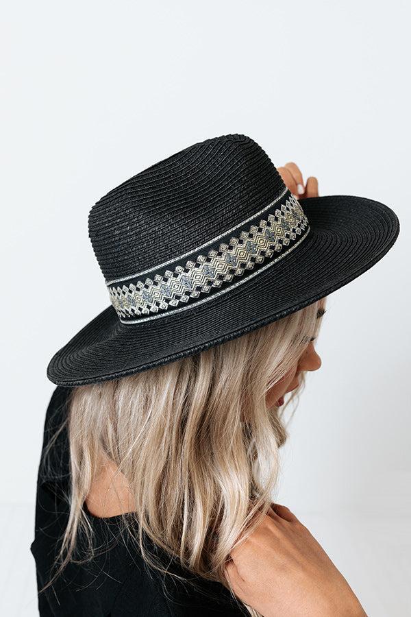 Bubbly On The Boat Raffia Hat In Black Product Image