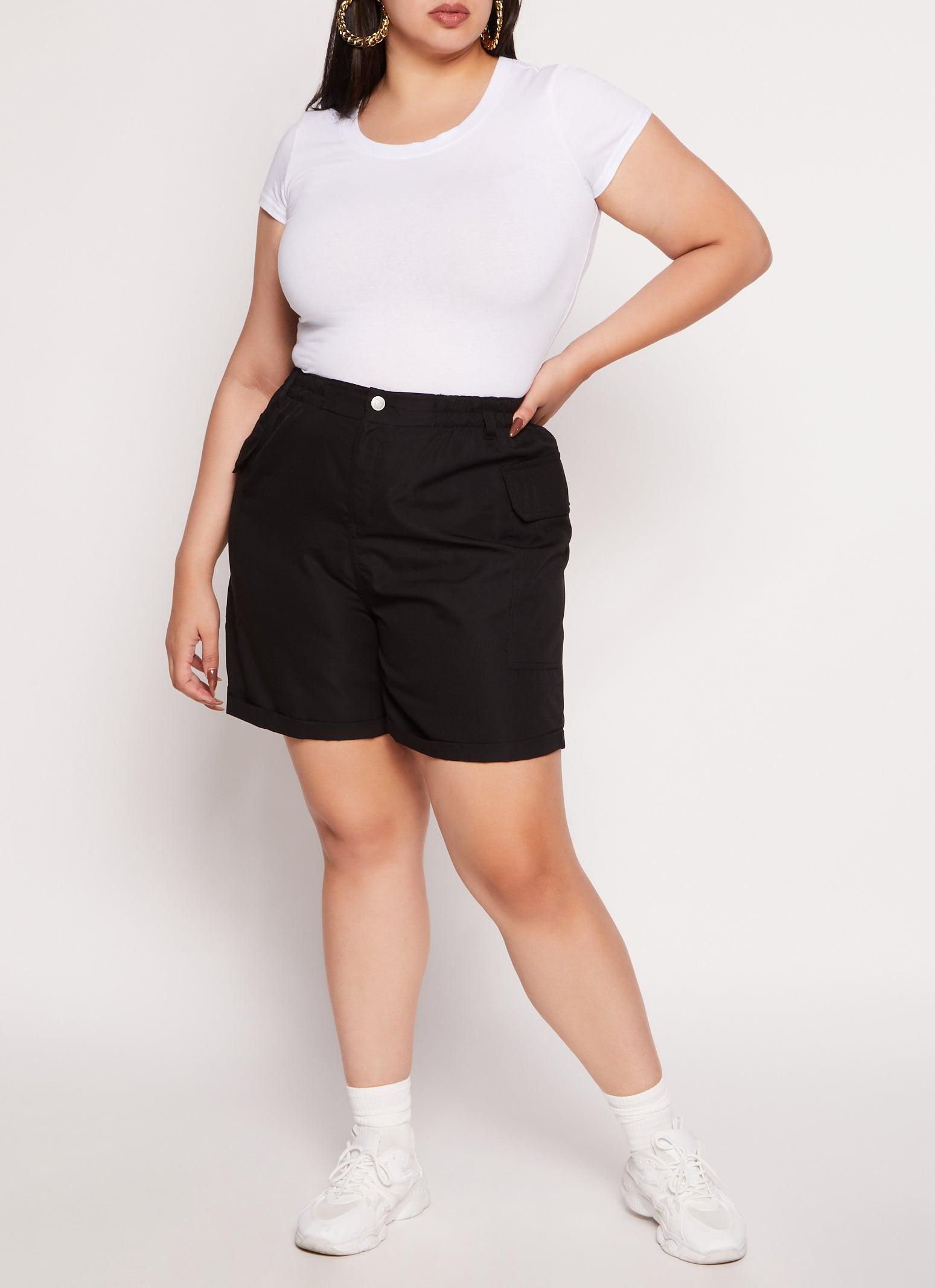 Womens Plus Size High Waisted Cargo Shorts Product Image