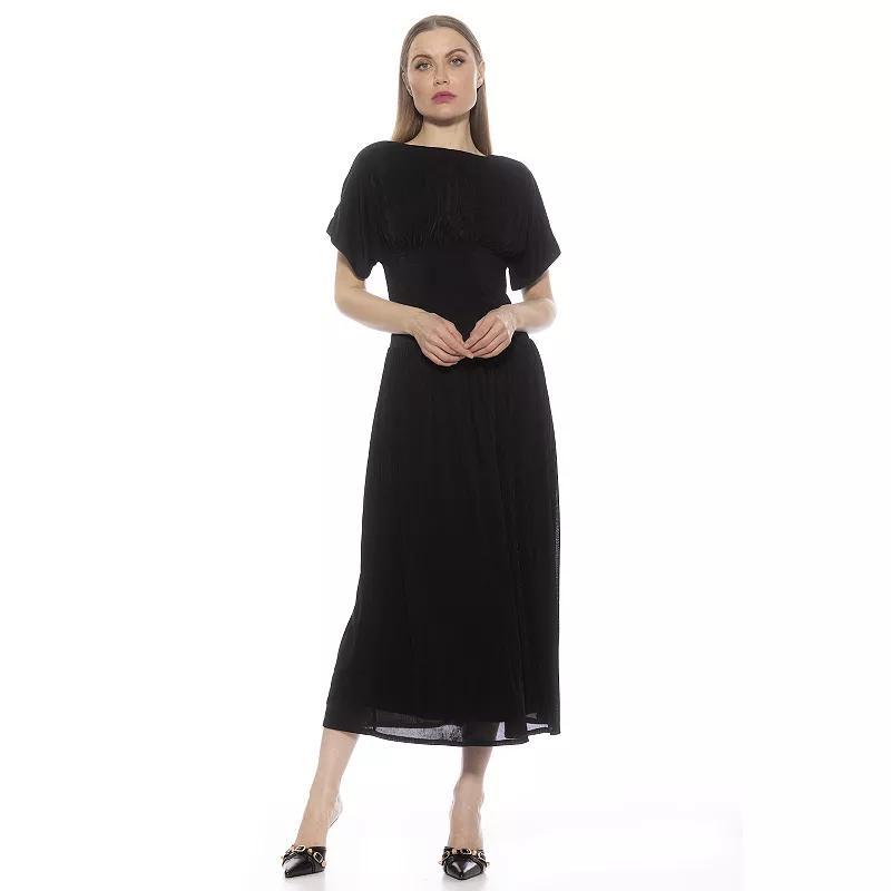 Womens ALEXIA ADMOR Luna Draped Dolman Sleeve Tea Length Dress Product Image