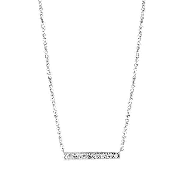 Sterling Silver Diamond Accent Rolo Chain Bar Necklace, Womens White Product Image