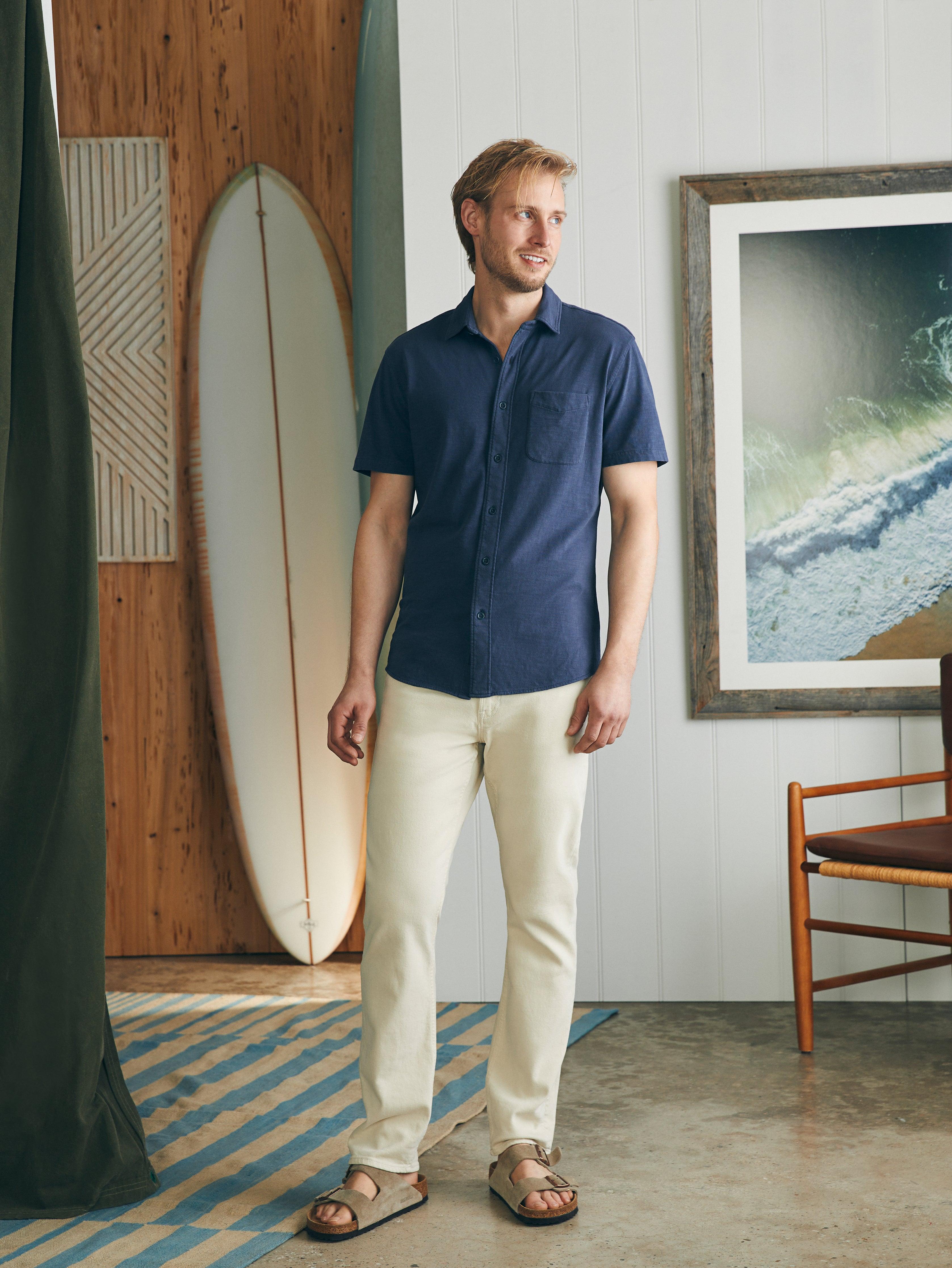 Short-Sleeve Sunwashed Knit Shirt (Single Pocket) - Dune Navy Product Image