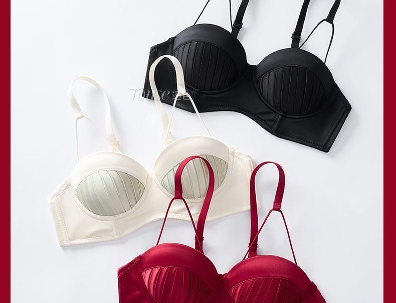 Plain Ruched Satin Bra / Panty / Set Product Image