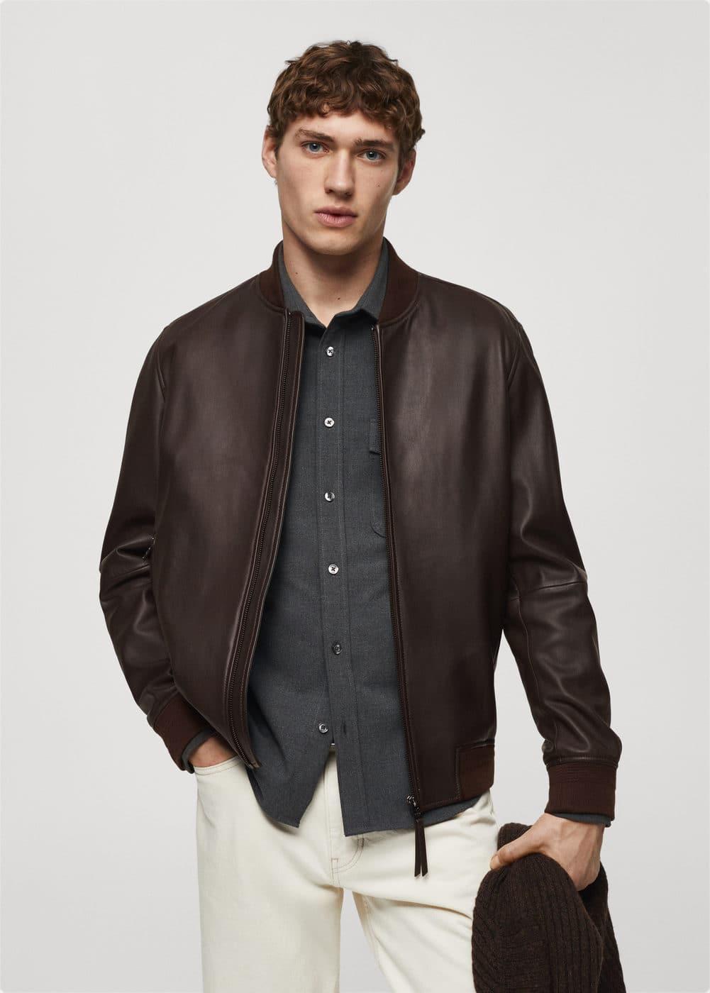 MANGO MAN - 100% nappa leather jacket chocolateMen Product Image