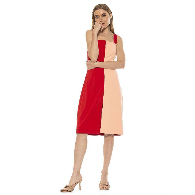 Womens ALEXIA ADMOR Marissa Colorblock A-Line Midi Dress Product Image