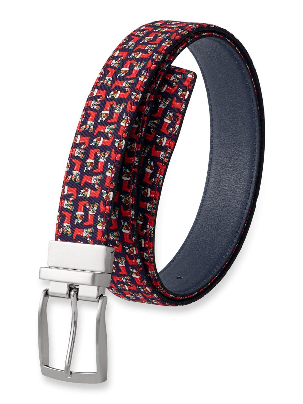 Stockings Motif Reversible Belt - Navy/red Product Image