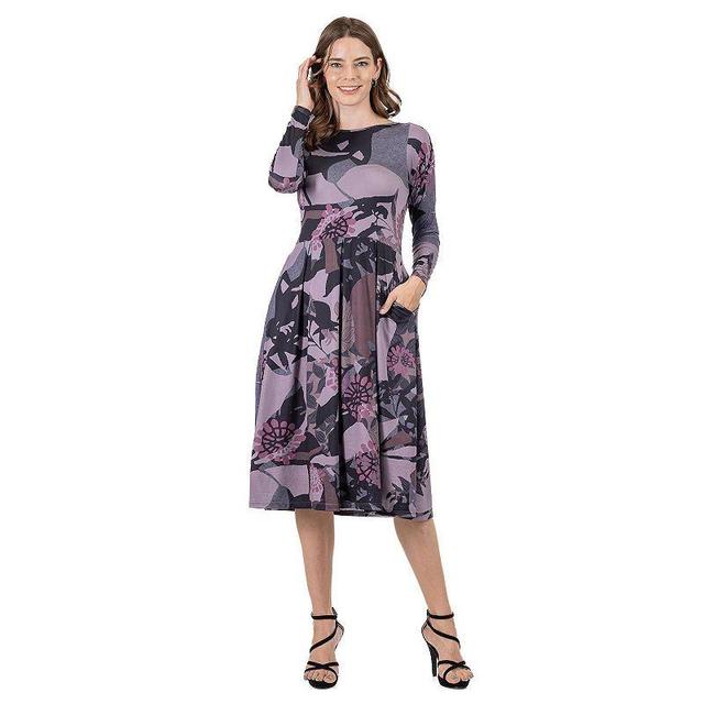 Womens 24Seven Comfort Apparel Floral Pleated Midi Dress Product Image