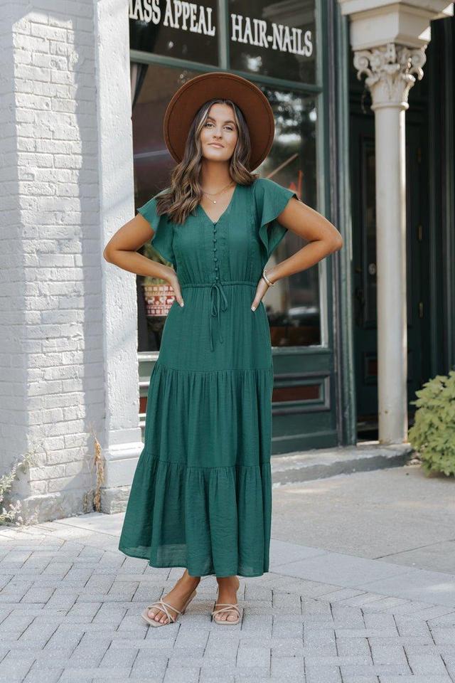 Hunter Green Lace Tiered Maxi Dress - FINAL SALE Product Image