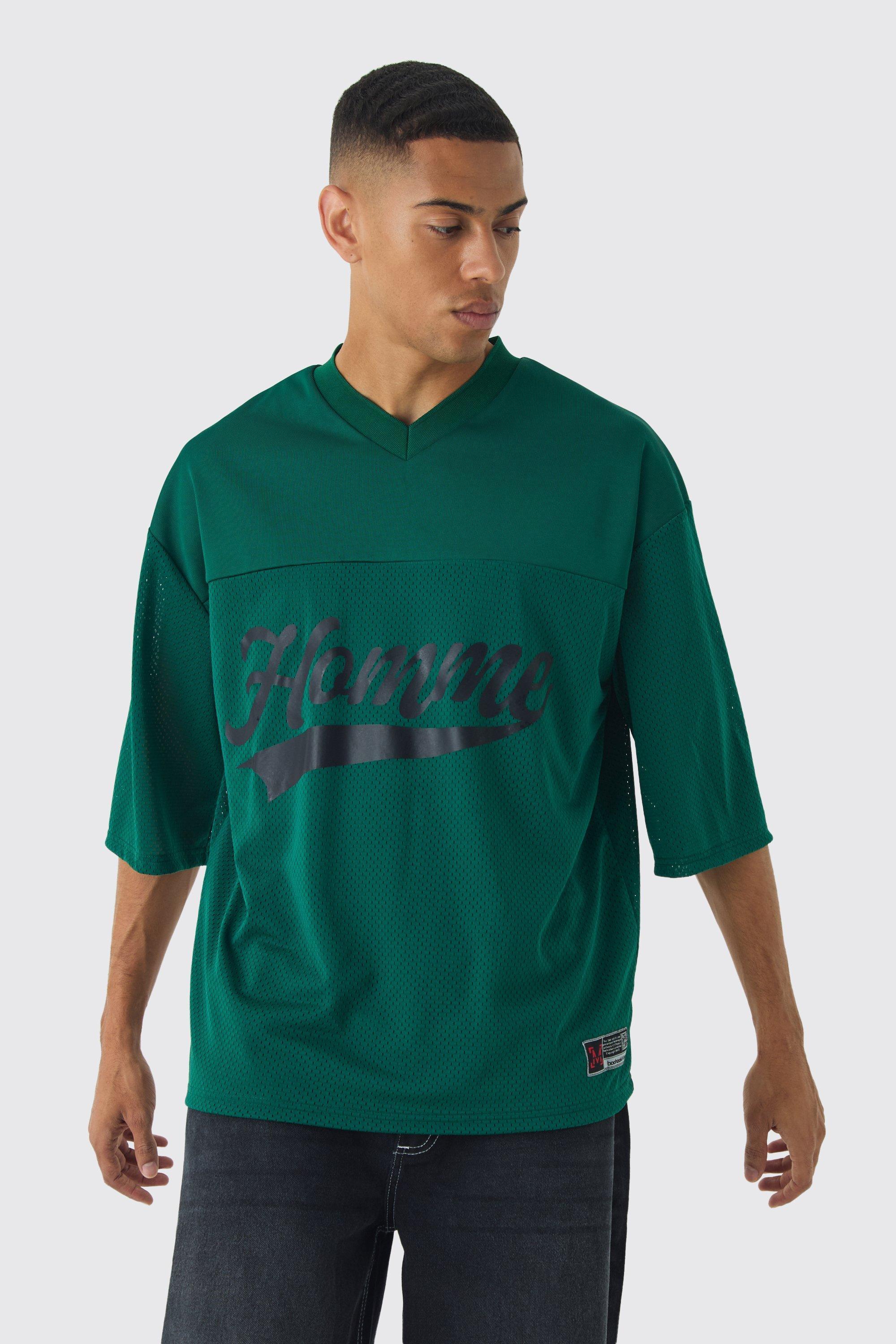 Oversized Homme Heavyweight Mesh Hockey Top | boohooMAN USA Product Image