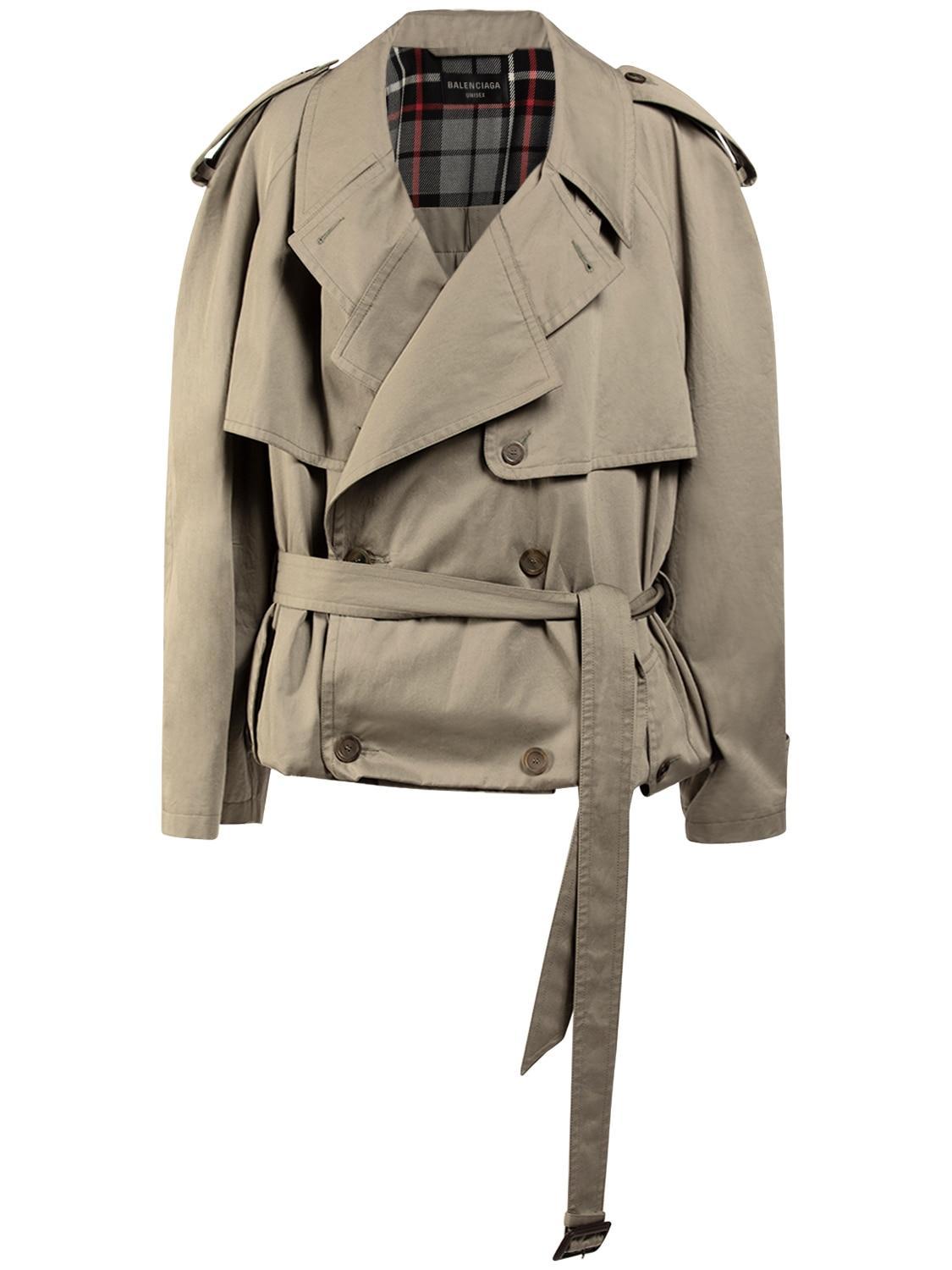 BALENCIAGA Folded Cotton Trench Coat In Sand Product Image