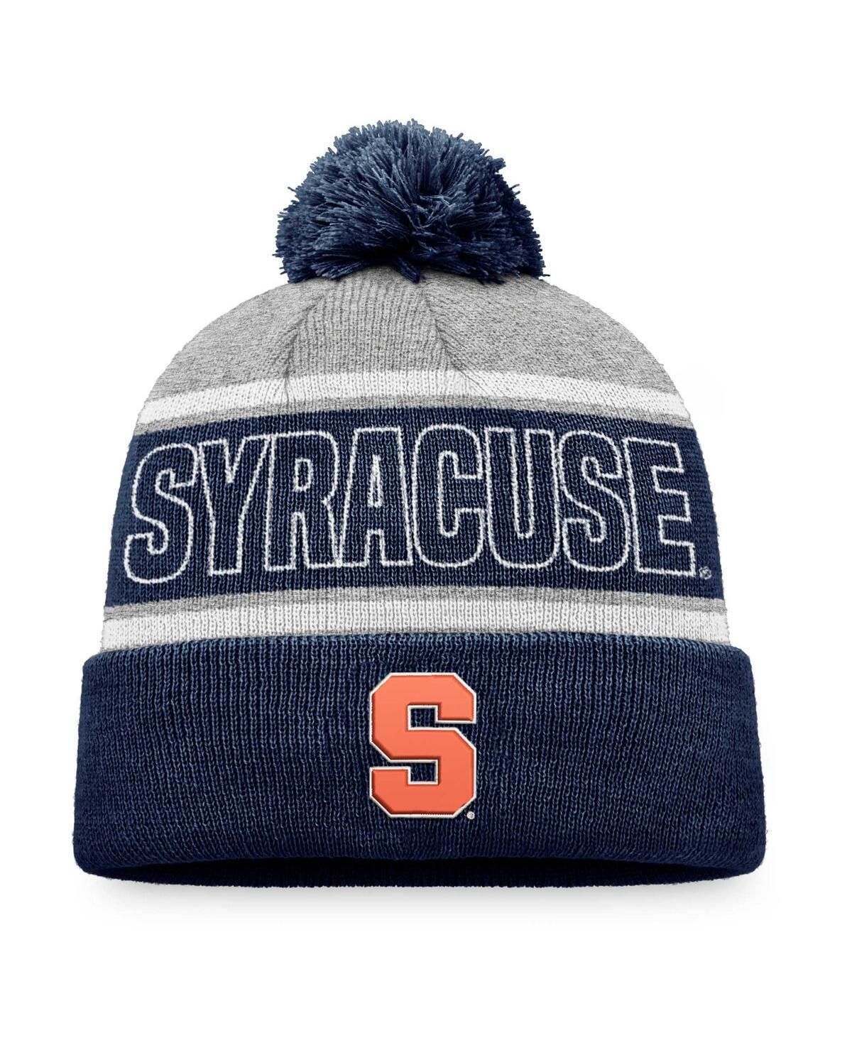 Mens Top of the World /Heather Gray Syracuse Orange Cuffed Knit Hat with Pom, Blue Product Image