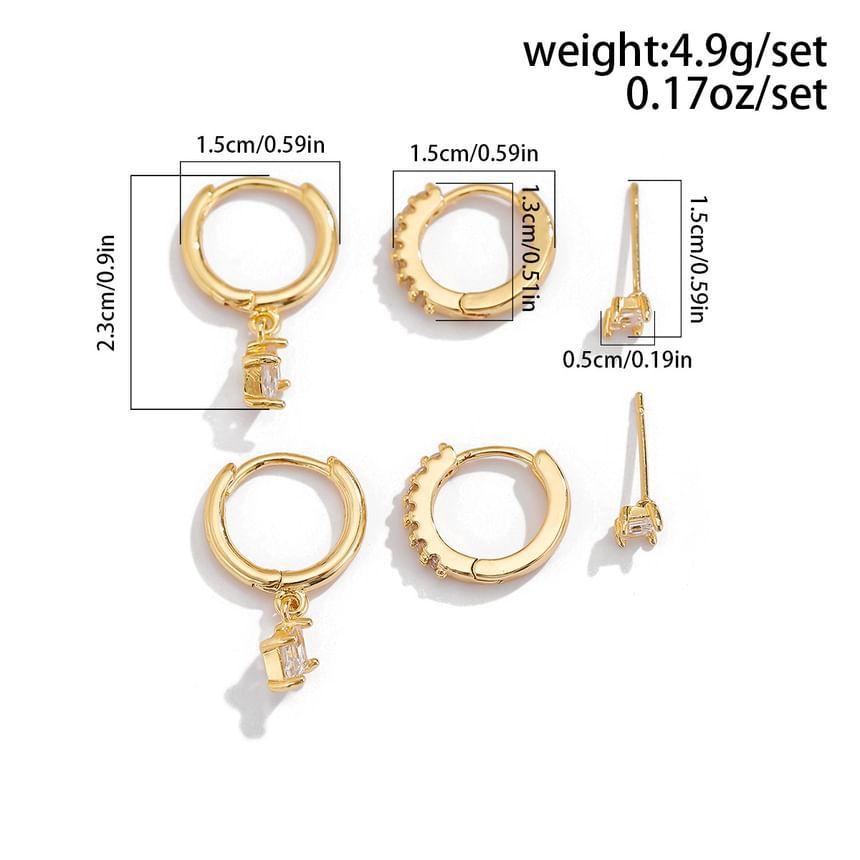 Set: Rhinestone Stud Earring + Hoop Earring Product Image