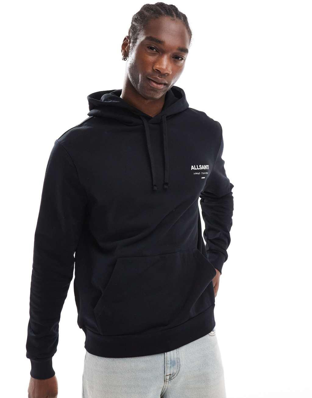 AllSaints Underground Oth hoodie in black Product Image