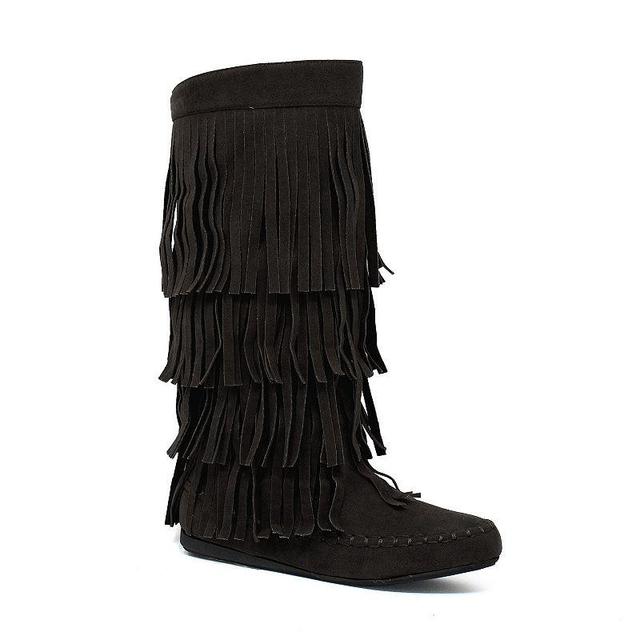 Yoki Mudd 55 Womens Tall Fringe Boots Product Image