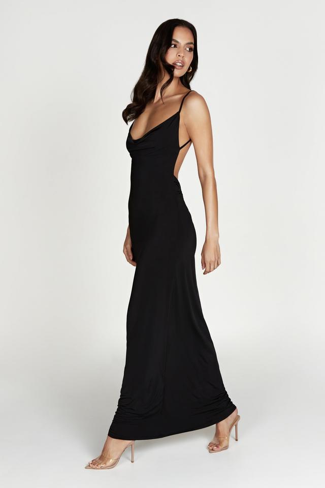 Darcy Cowl Maxi Dress With Low Back - Black Product Image