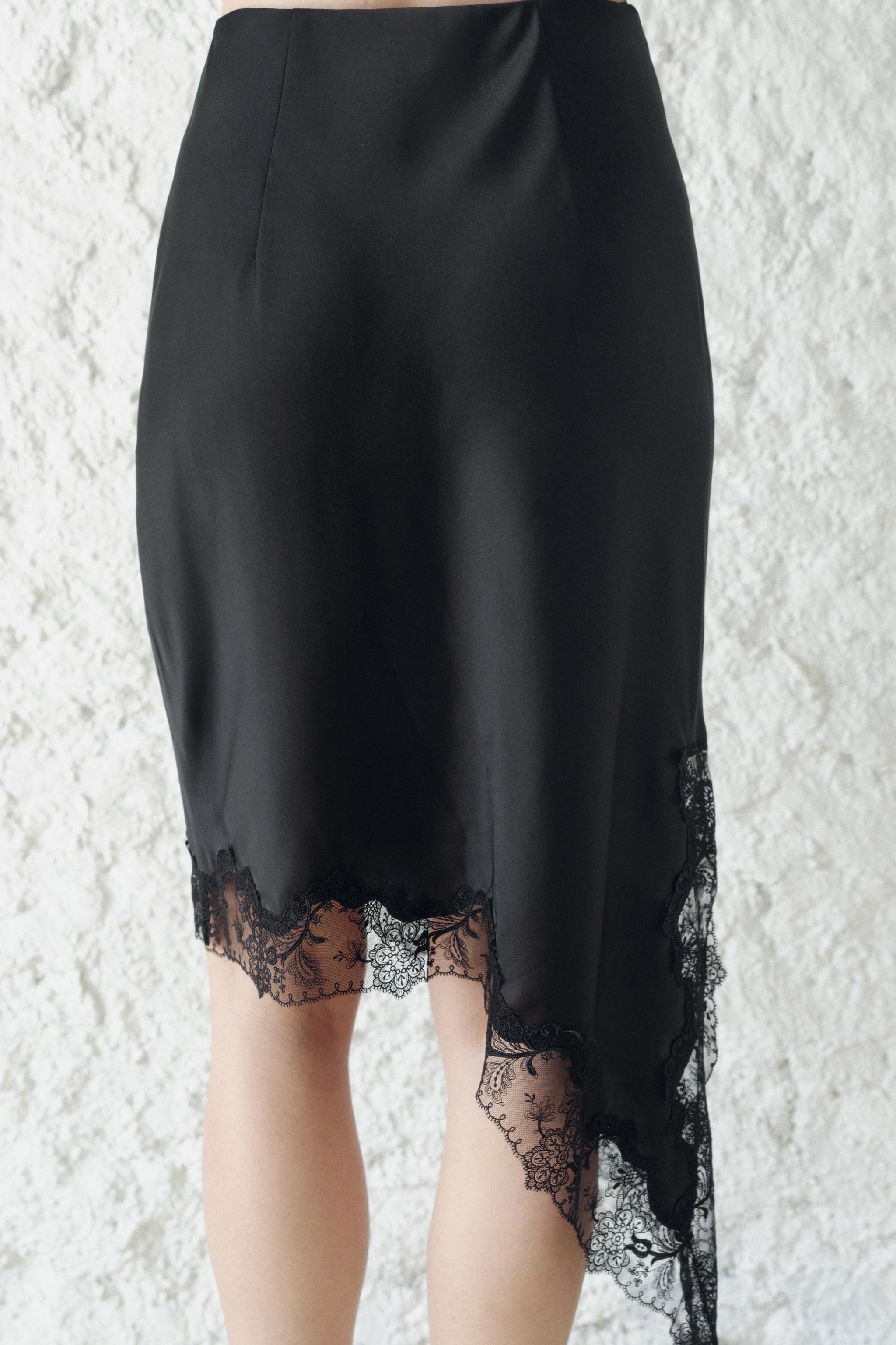 SATIN EFFECT LACE SKIRT ZW COLLECTION Product Image