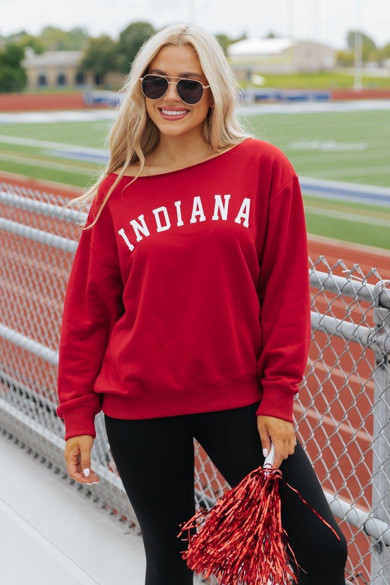 Red Indiana Boat Neck Sweatshirt Product Image