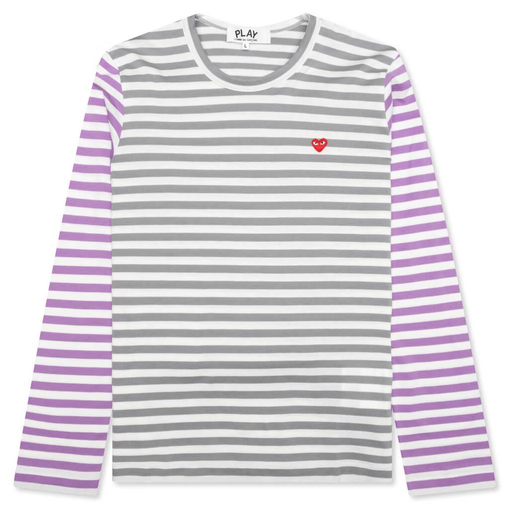 Women's Bi-Color Stripe T-Shirt - Grey/Purple Female product image