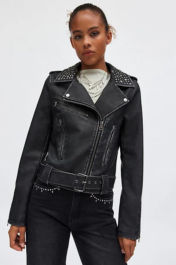 Silence + Noise Sherry Studded Moto Jacket Womens at Urban Outfitters product image