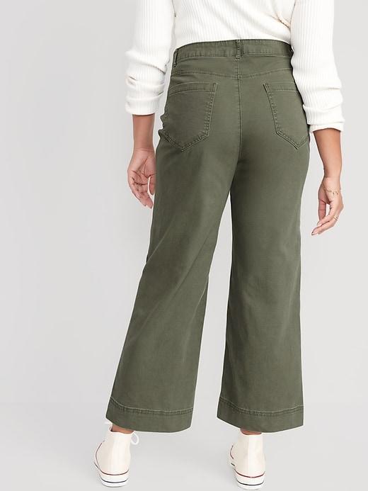 High-Waisted Crop Chino Wide-Leg Pants Product Image