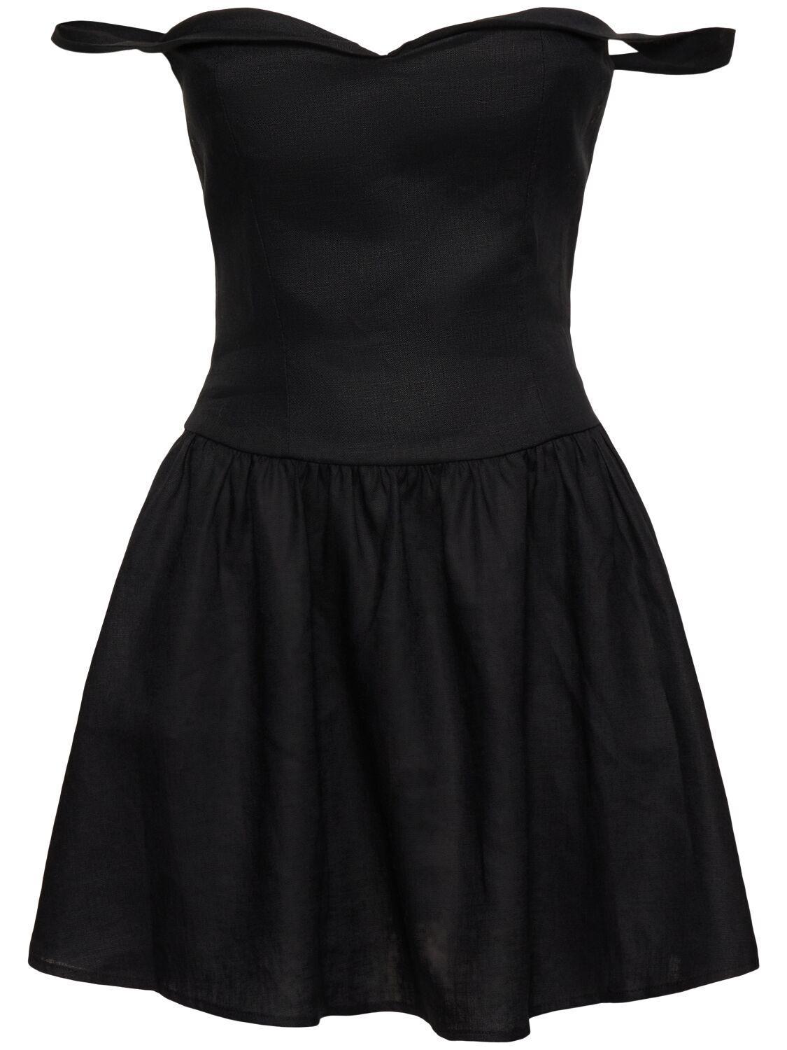 Sora Linen Dress In Black Product Image